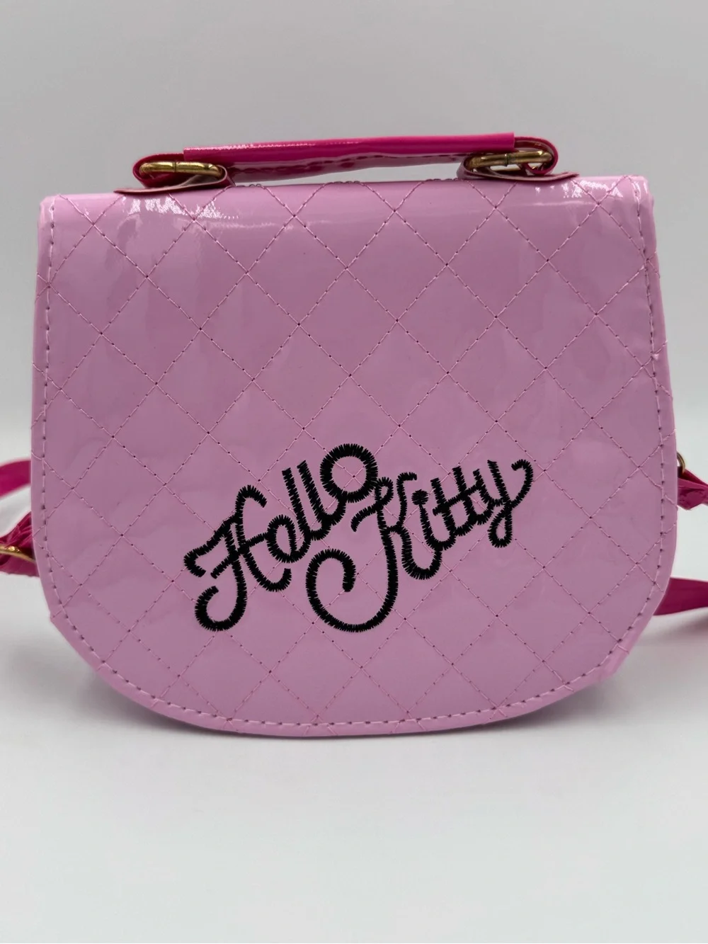 Pink Hello Kitty Style Quilt Stitched Top-handle / Crossbody Bag NWOT